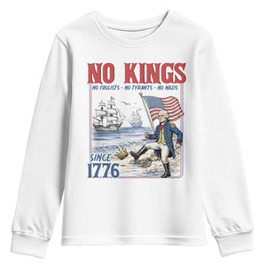No Kings Since 1776 George Washington Youth Sweatshirt Political Humor Gift TS12 White Print Your Wear