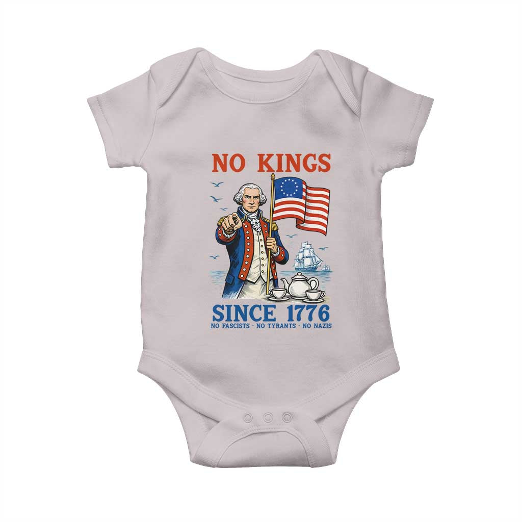 American Patriot George Washington No Kings Baby Onesie Political Humor Gift TS12 Ice Gray Print Your Wear