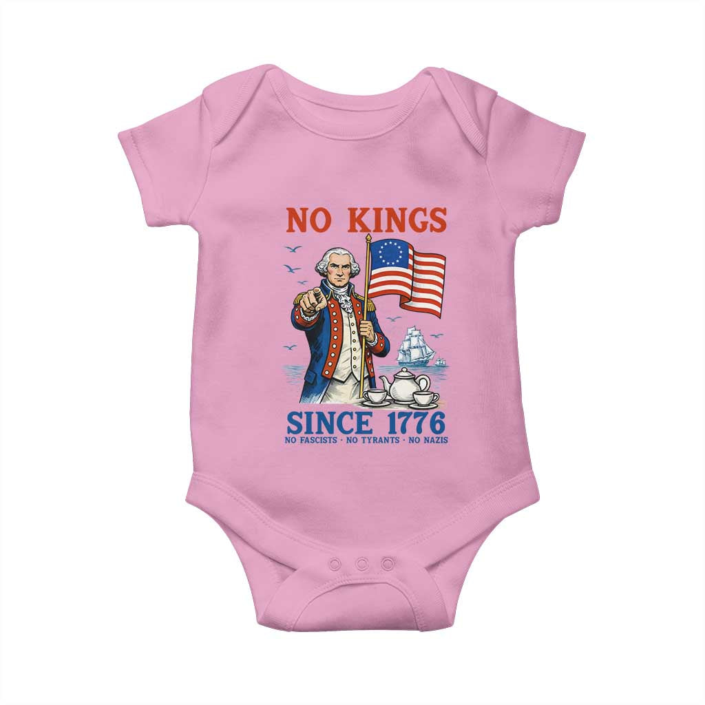 American Patriot George Washington No Kings Baby Onesie Political Humor Gift TS12 Light Pink Print Your Wear