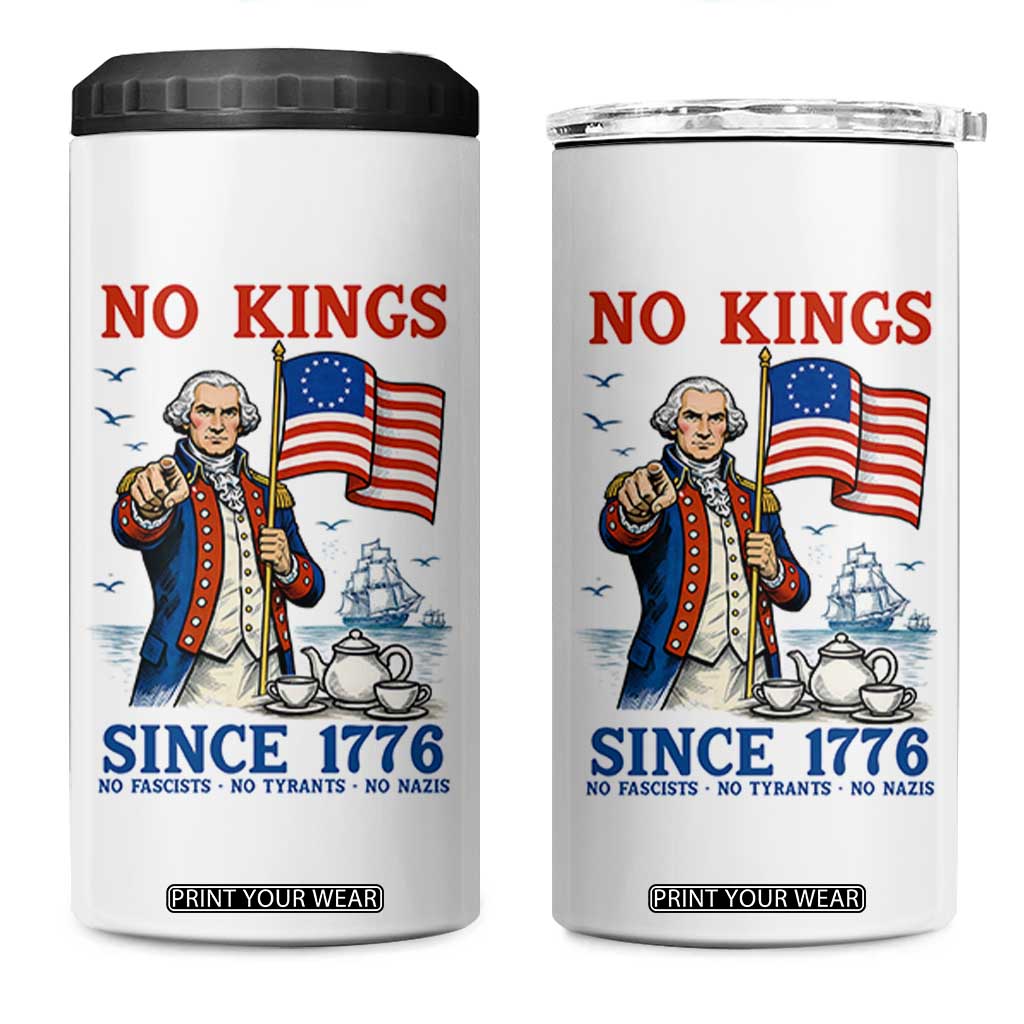 American Patriot George Washington No Kings 4 in 1 Can Cooler Tumbler Political Humor Gift TS12 One Size: 16 oz White Print Your Wear