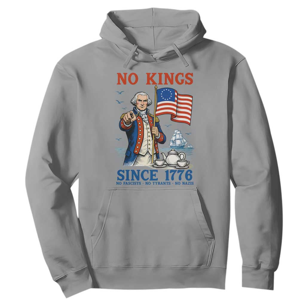 American Patriot George Washington No Kings Hoodie Political Humor Gift TS12 Sport Gray Print Your Wear
