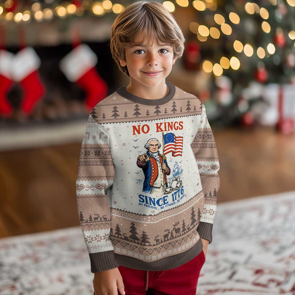 American Patriot George Washington No Kings Ugly Christmas Sweater Political Humor Gift TS12 Mocha Mousse Print Your Wear