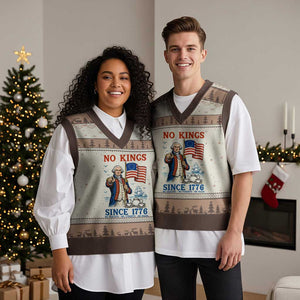 American Patriot George Washington No Kings V-Neck Knit Sweater Vest Political Humor Gift TS12 Mocha Mousse Print Your Wear