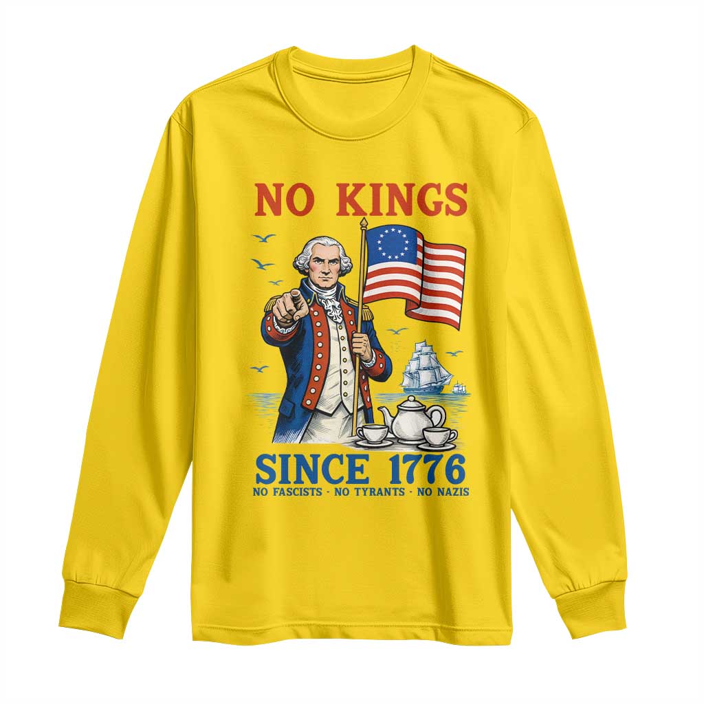 American Patriot George Washington No Kings Long Sleeve Shirt Political Humor Gift TS12 Daisy Print Your Wear