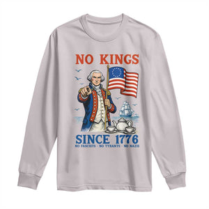 American Patriot George Washington No Kings Long Sleeve Shirt Political Humor Gift TS12 Ice Gray Print Your Wear