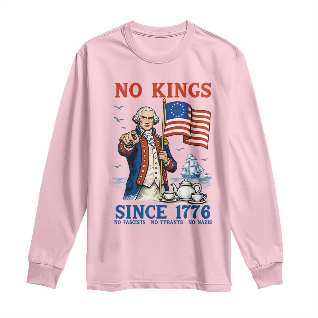 American Patriot George Washington No Kings Long Sleeve Shirt Political Humor Gift TS12 Light Pink Print Your Wear