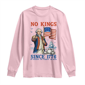 American Patriot George Washington No Kings Long Sleeve Shirt Political Humor Gift TS12 Light Pink Print Your Wear