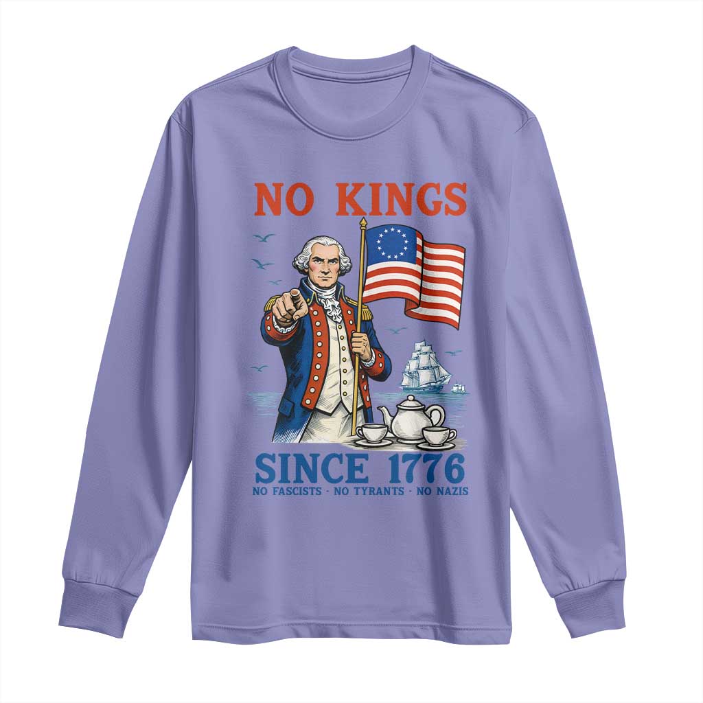 American Patriot George Washington No Kings Long Sleeve Shirt Political Humor Gift TS12 Violet Print Your Wear