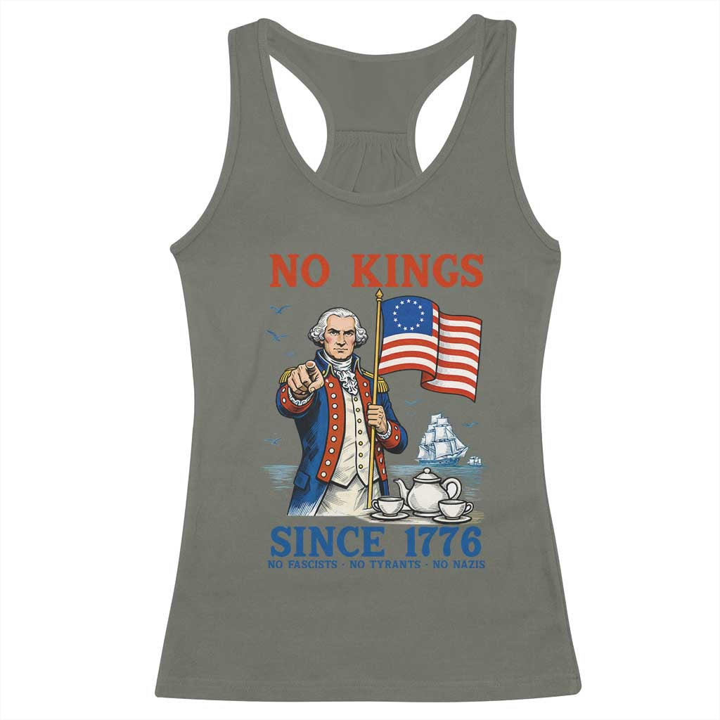American Patriot George Washington No Kings Racerback Tank Top Political Humor Gift TS12 Military Green Print Your Wear