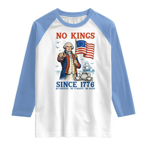 American Patriot George Washington No Kings Raglan Shirt Political Humor Gift TS12 White Carolina Blue Print Your Wear