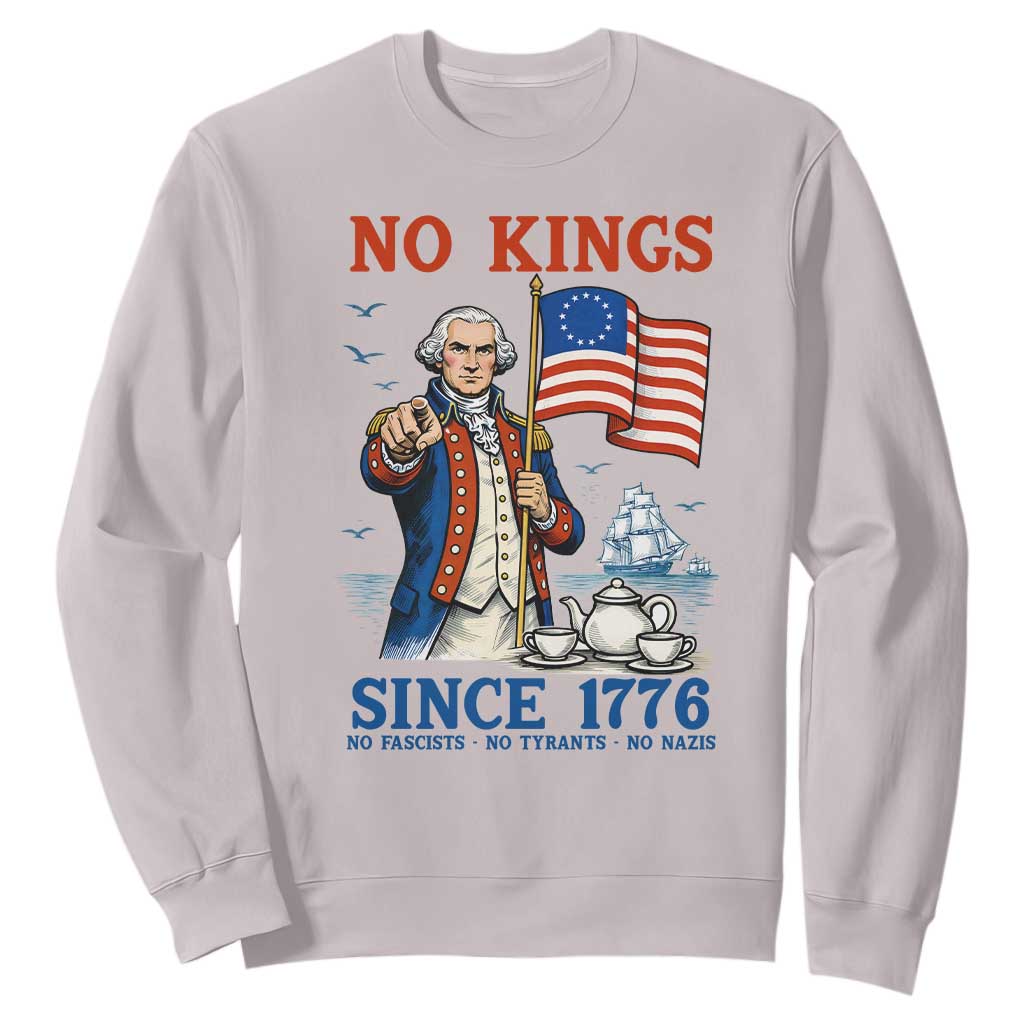 American Patriot George Washington No Kings Sweatshirt Political Humor Gift TS12 Ice Gray Print Your Wear