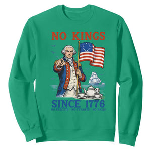 American Patriot George Washington No Kings Sweatshirt Political Humor Gift TS12 Irish Green Print Your Wear