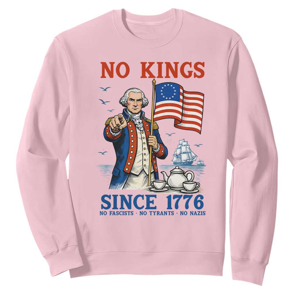 American Patriot George Washington No Kings Sweatshirt Political Humor Gift TS12 Light Pink Print Your Wear