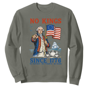 American Patriot George Washington No Kings Sweatshirt Political Humor Gift TS12 Military Green Print Your Wear