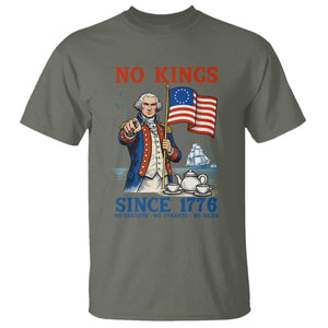 American Patriot George Washington No Kings T Shirt Political Humor Gift TS12 Military Green Print Your Wear