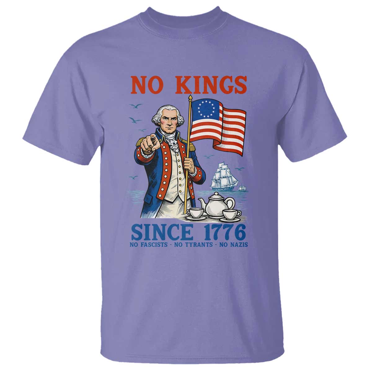 American Patriot George Washington No Kings T Shirt Political Humor Gift TS12 Violet Print Your Wear