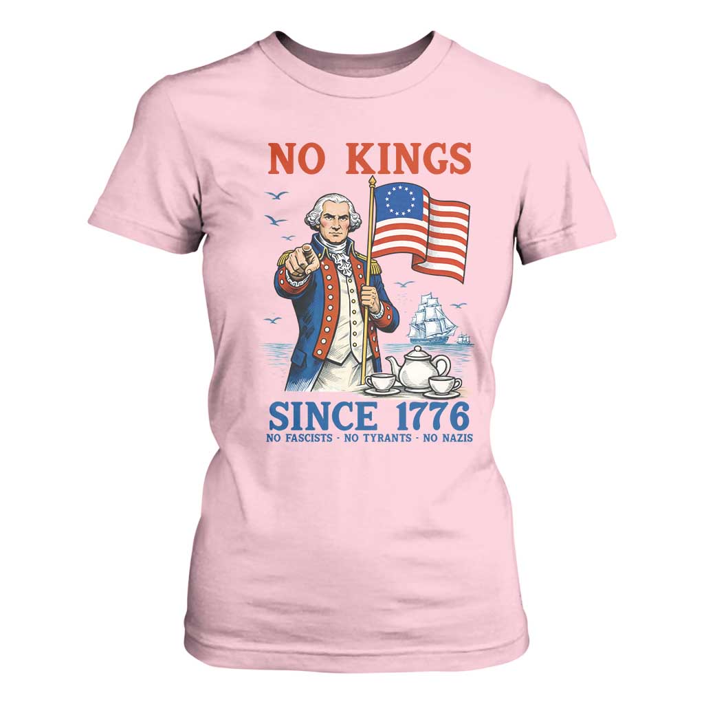 American Patriot George Washington No Kings T Shirt For Women Political Humor Gift TS12 Light Pink Print Your Wear