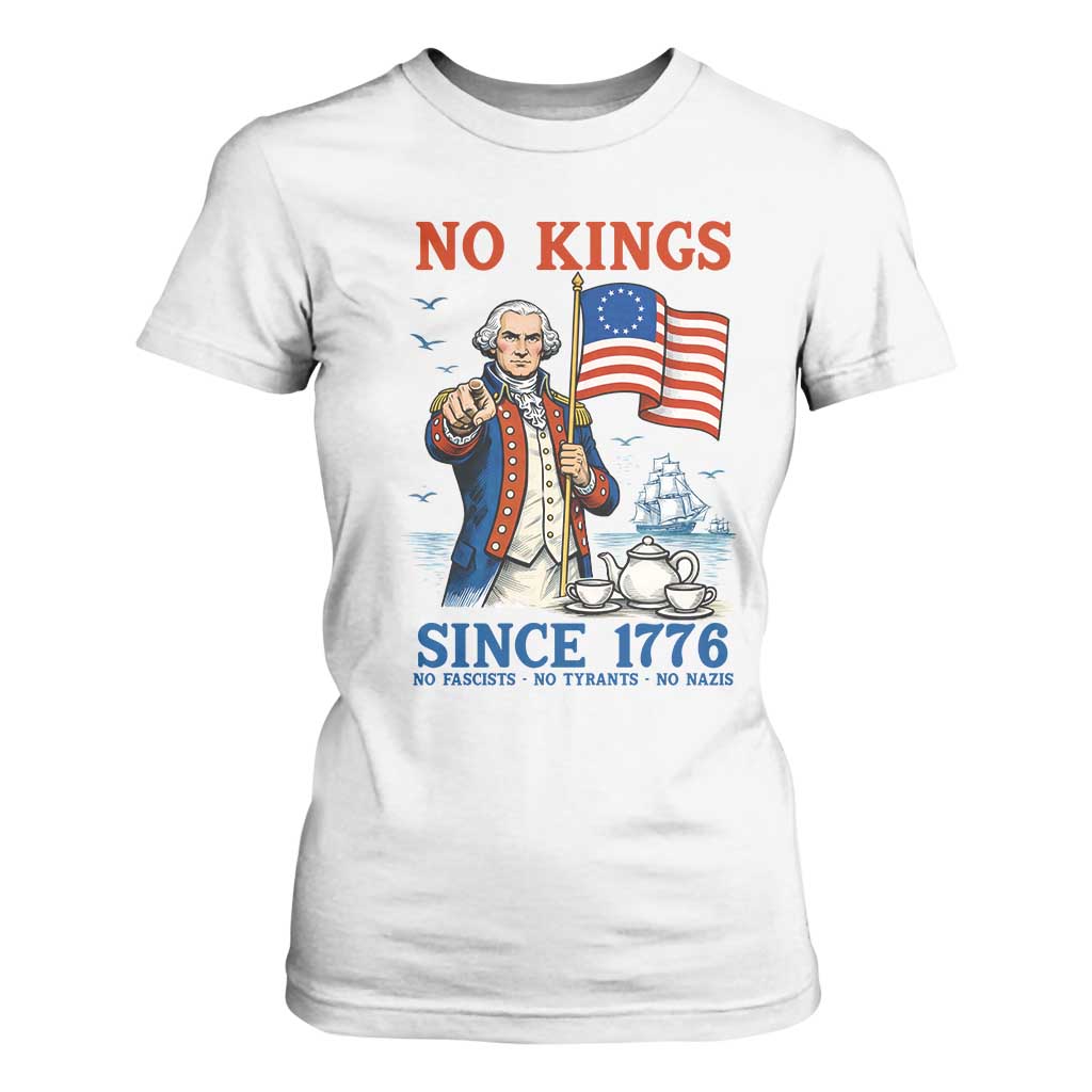 American Patriot George Washington No Kings T Shirt For Women Political Humor Gift TS12 White Print Your Wear
