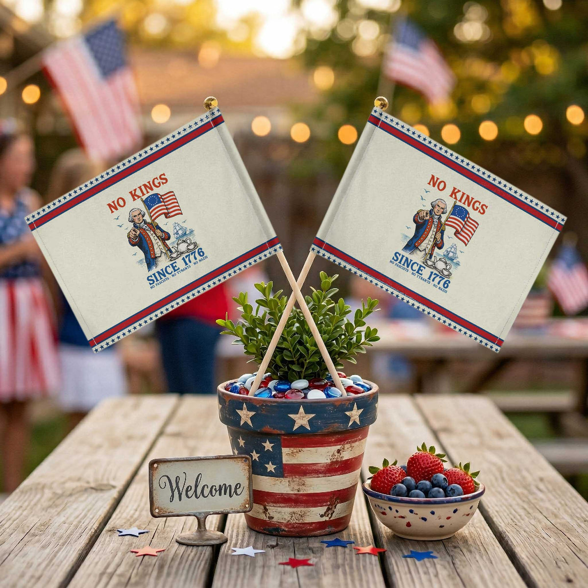 American Patriot George Washington No Kings Patriotic Handheld Flag Political Humor Gift TS12 Modern 8.2