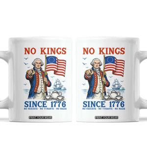 American Patriot George Washington No Kings Coffee Mug Political Humor Gift TS12 White Print Your Wear