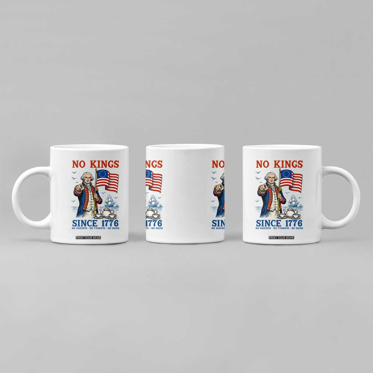 American Patriot George Washington No Kings Coffee Mug Political Humor Gift TS12 Print Your Wear