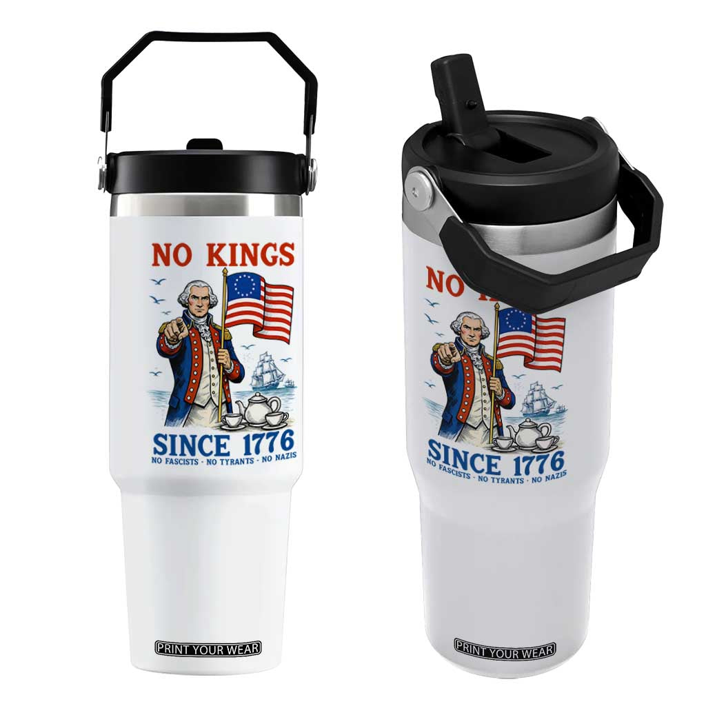 American Patriot George Washington No Kings Flip Straw Tumbler Political Humor Gift TS12 One Size: 30 oz White Print Your Wear