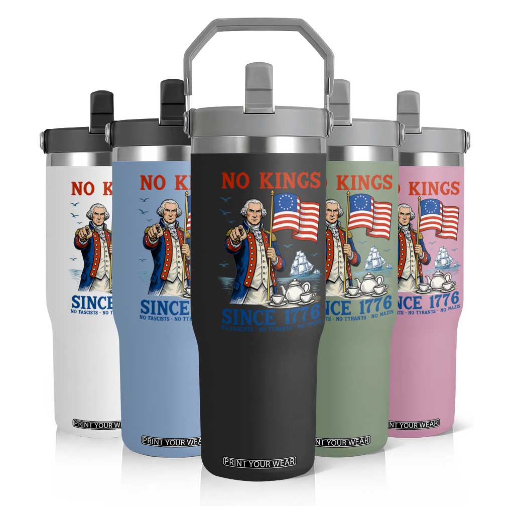 American Patriot George Washington No Kings Flip Straw Tumbler Political Humor Gift TS12 Print Your Wear