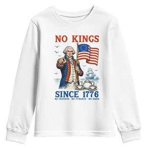 American Patriot George Washington No Kings Youth Sweatshirt Political Humor Gift TS12 White Print Your Wear