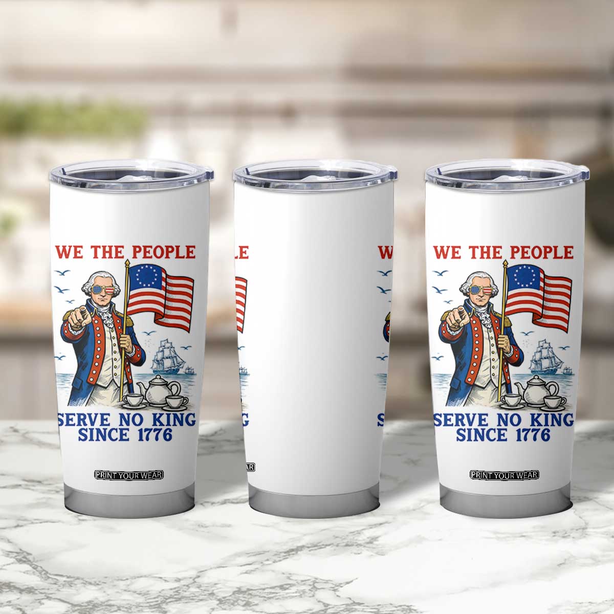 We The People Serve No Kings Tumbler Cup Funny George Washington Protest TS12 Print Your Wear