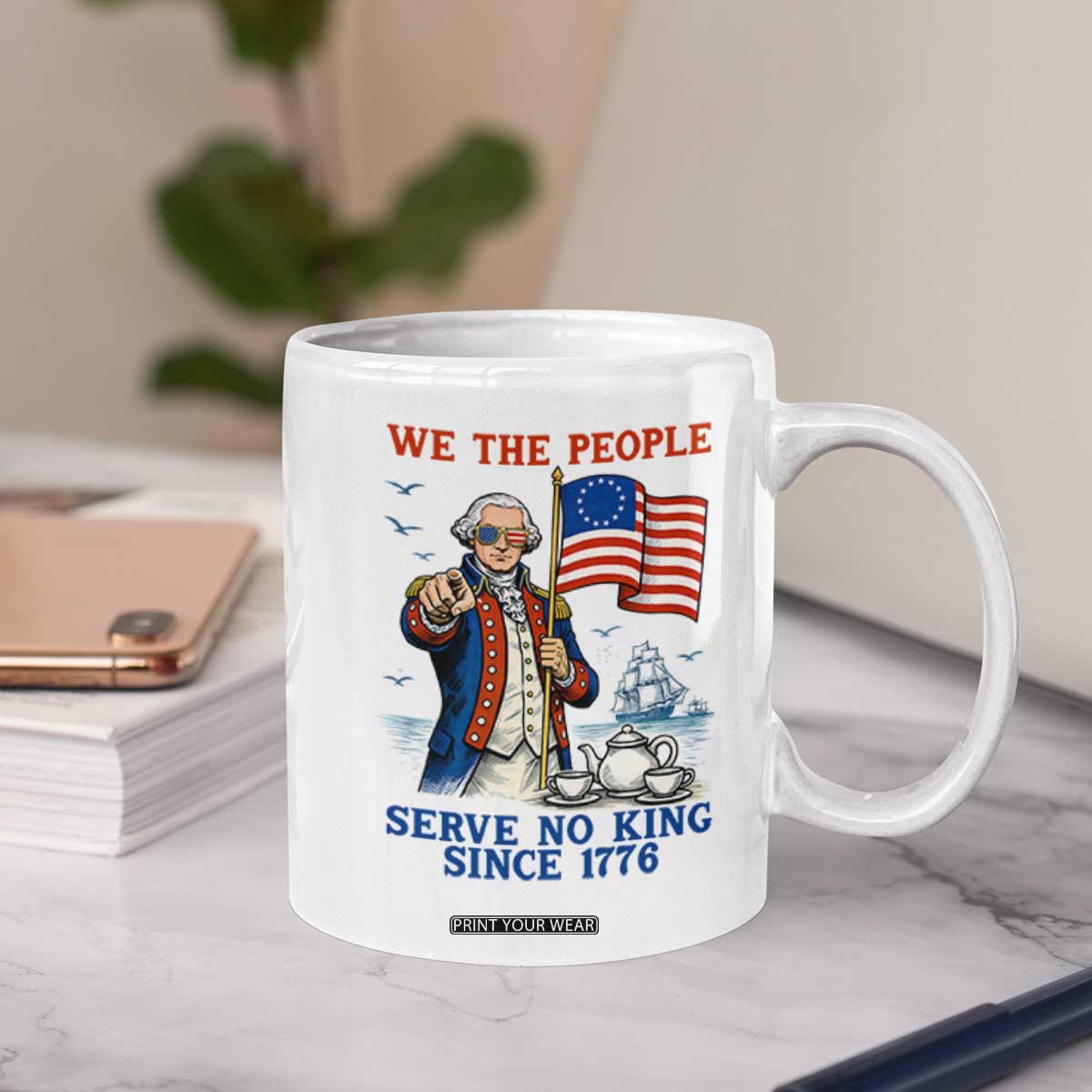 We The People Serve No Kings Coffee Mug Funny George Washington Protest TS12 Print Your Wear