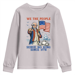 We The People Serve No Kings Youth Sweatshirt Funny George Washington Protest TS12 Ice Gray Print Your Wear