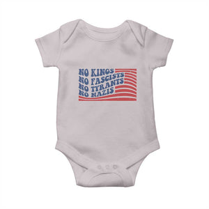 No Kings No Fascists Baby Onesie American Flag Patriotic Protest TS12 Ice Gray Print Your Wear