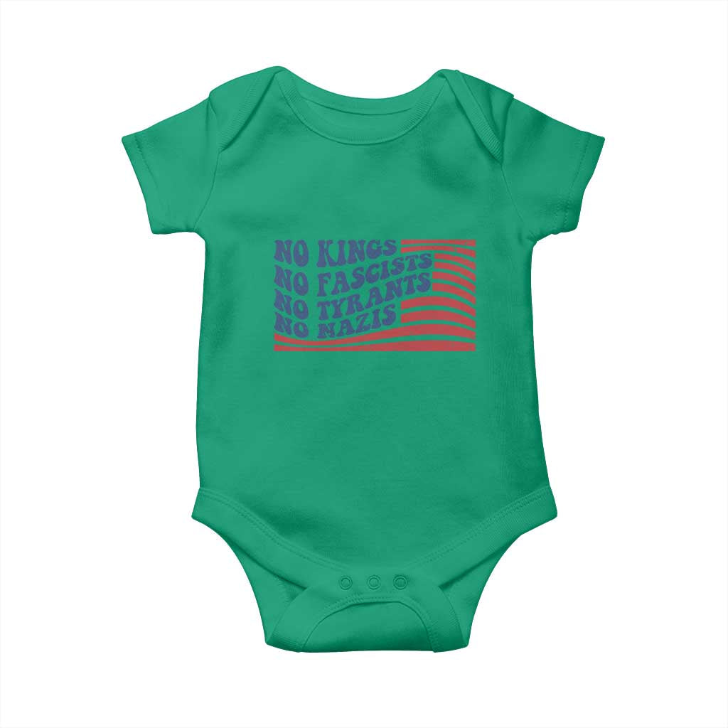 No Kings No Fascists Baby Onesie American Flag Patriotic Protest TS12 Irish Green Print Your Wear