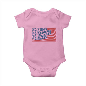 No Kings No Fascists Baby Onesie American Flag Patriotic Protest TS12 Light Pink Print Your Wear