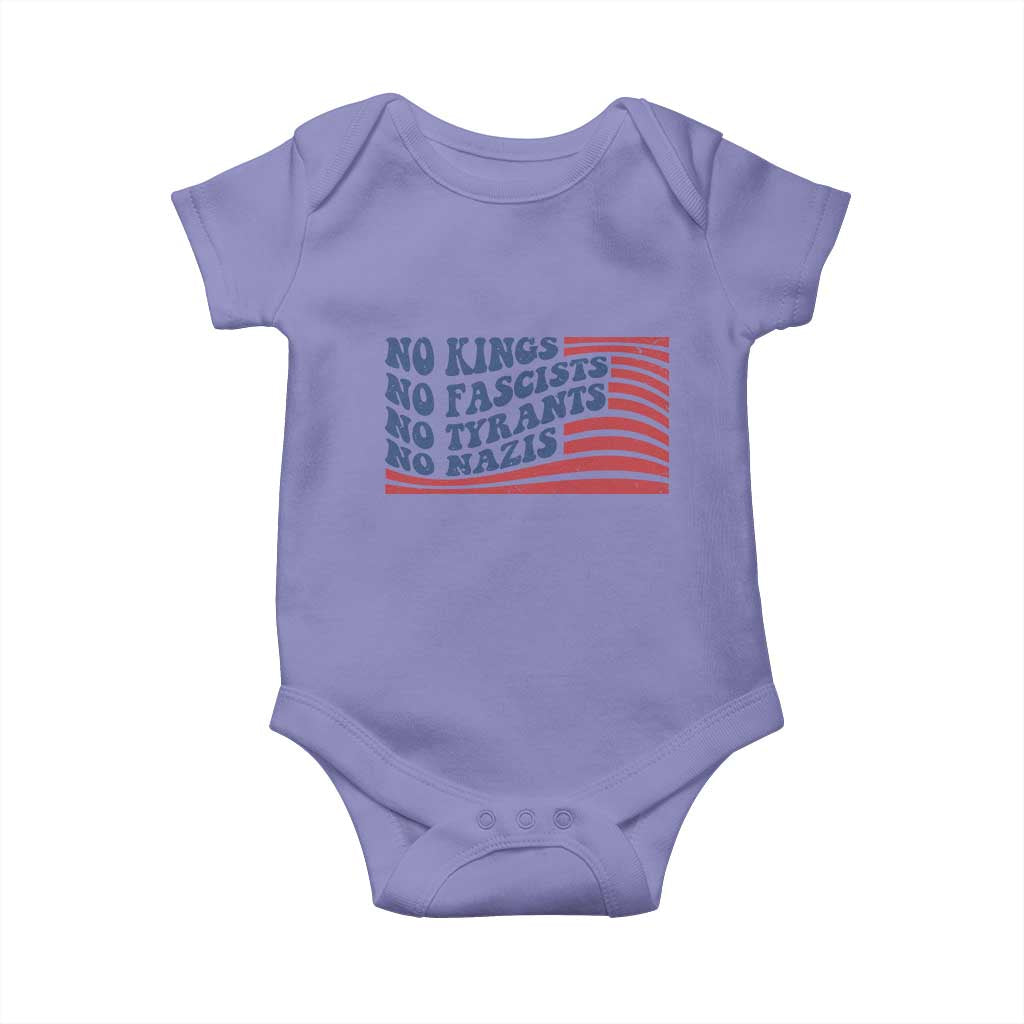 No Kings No Fascists Baby Onesie American Flag Patriotic Protest TS12 Violet Print Your Wear