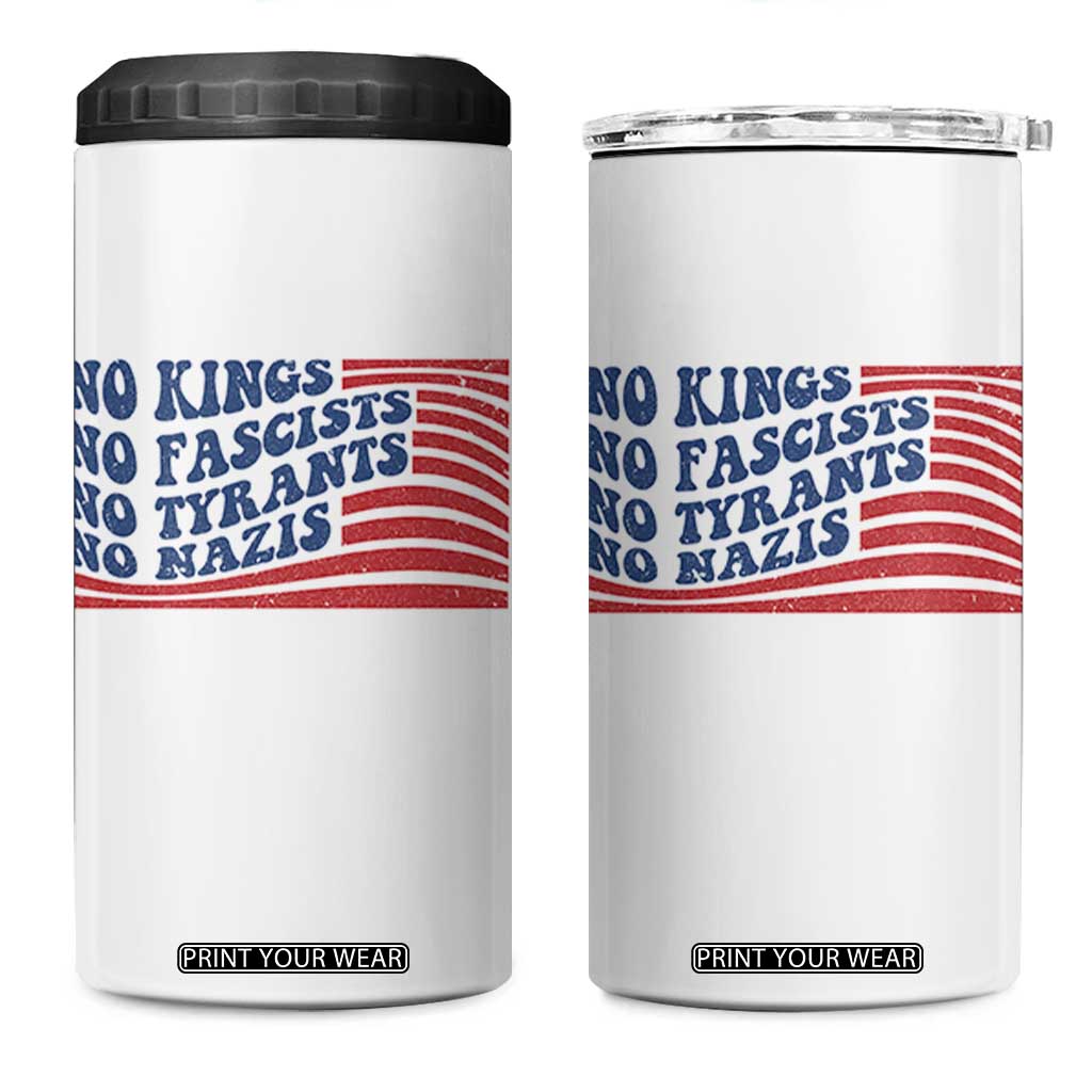 No Kings No Fascists 4 in 1 Can Cooler Tumbler American Flag Patriotic Protest TS12 One Size: 16 oz White Print Your Wear