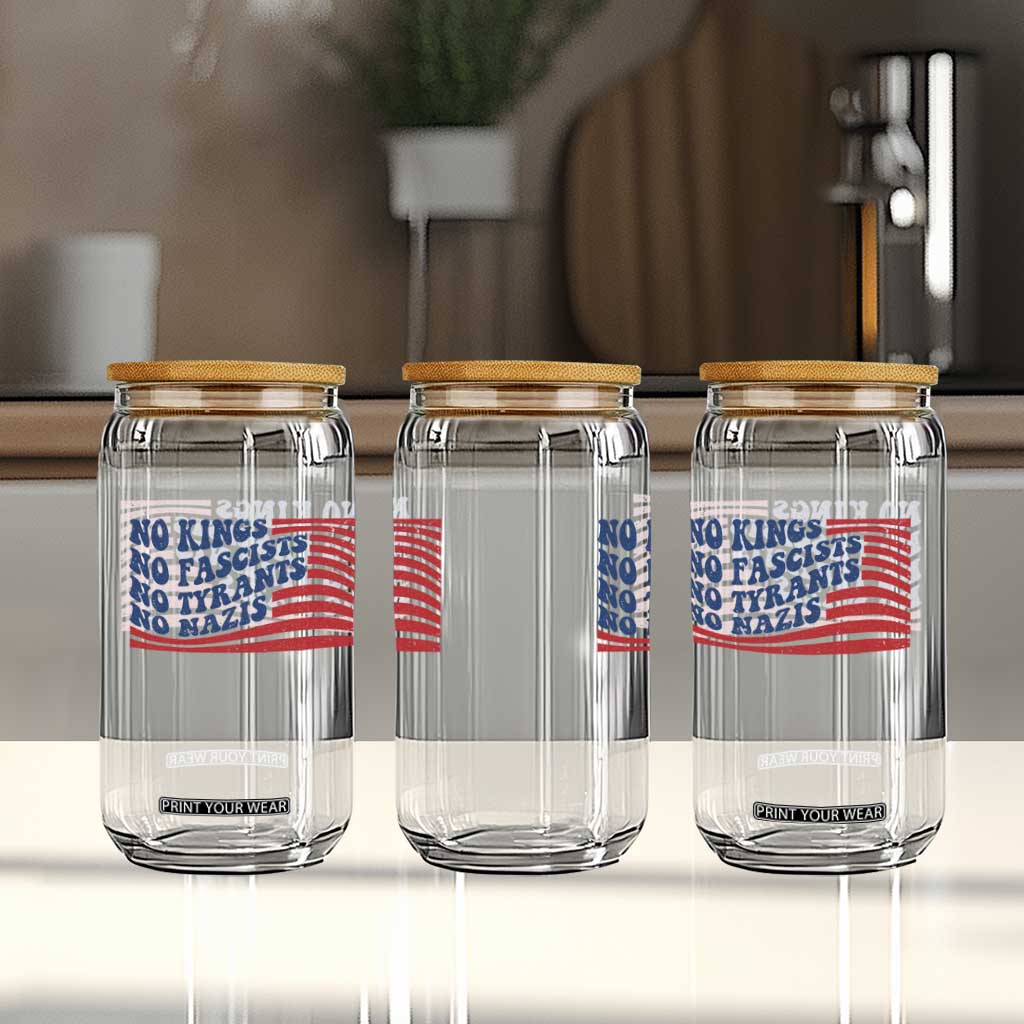 No Kings No Fascists Glass Can American Flag Patriotic Protest TS12 Print Your Wear