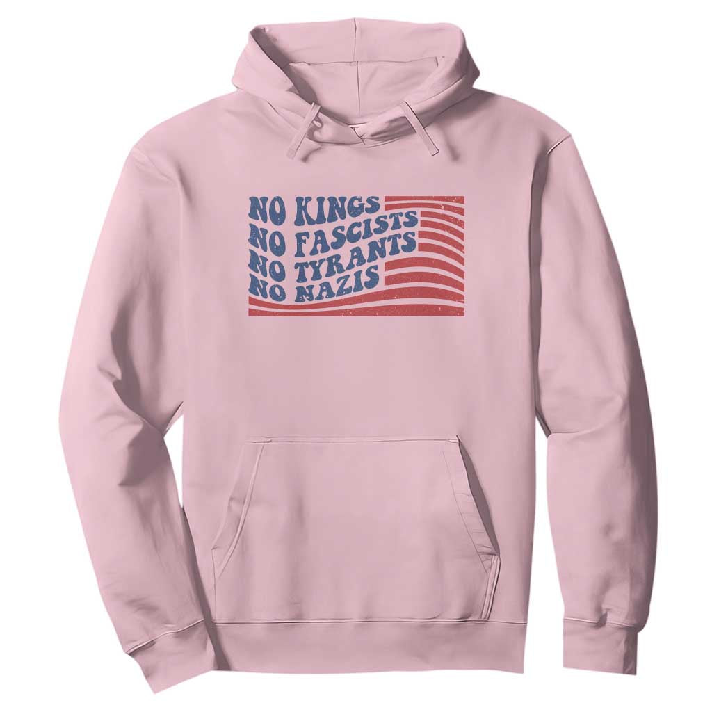 No Kings No Fascists Hoodie American Flag Patriotic Protest TS12 Light Pink Print Your Wear