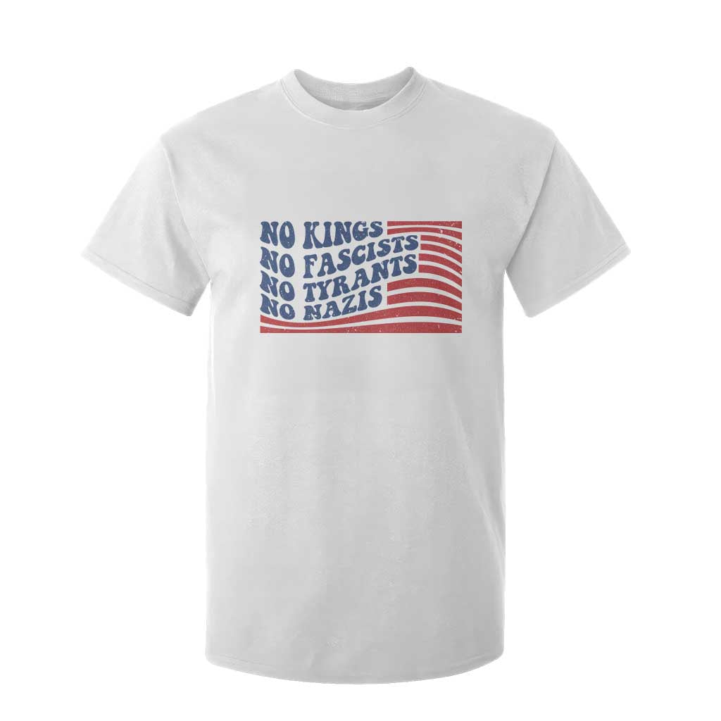 No Kings No Fascists T Shirt For Kid American Flag Patriotic Protest TS12 White Print Your Wear