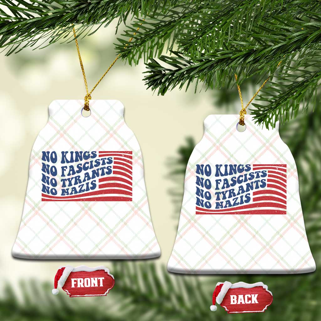No Kings No Fascists Ceramic Ornament American Flag Patriotic Protest TS12 Print Your Wear