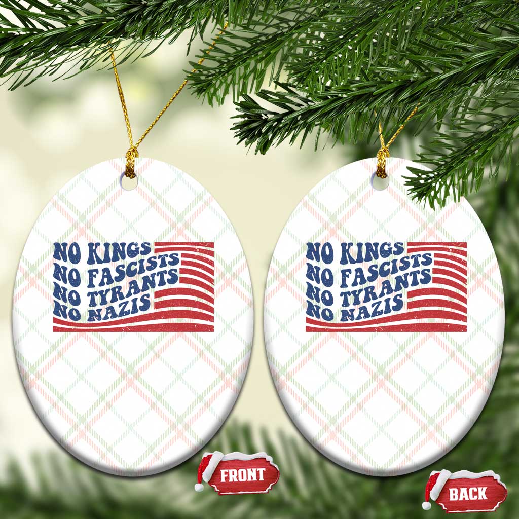 No Kings No Fascists Ceramic Ornament American Flag Patriotic Protest TS12 Print Your Wear