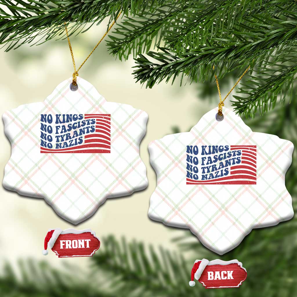 No Kings No Fascists Ceramic Ornament American Flag Patriotic Protest TS12 Print Your Wear
