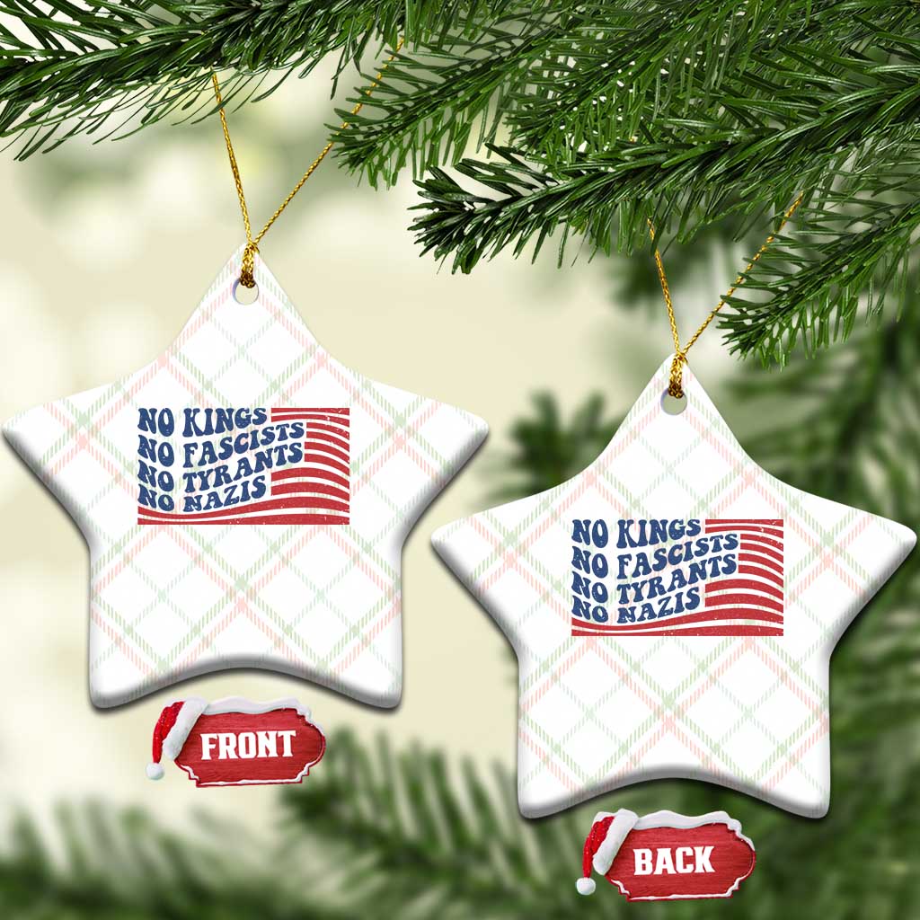 No Kings No Fascists Ceramic Ornament American Flag Patriotic Protest TS12 Print Your Wear