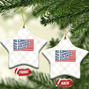 No Kings No Fascists Ceramic Ornament American Flag Patriotic Protest TS12 Print Your Wear