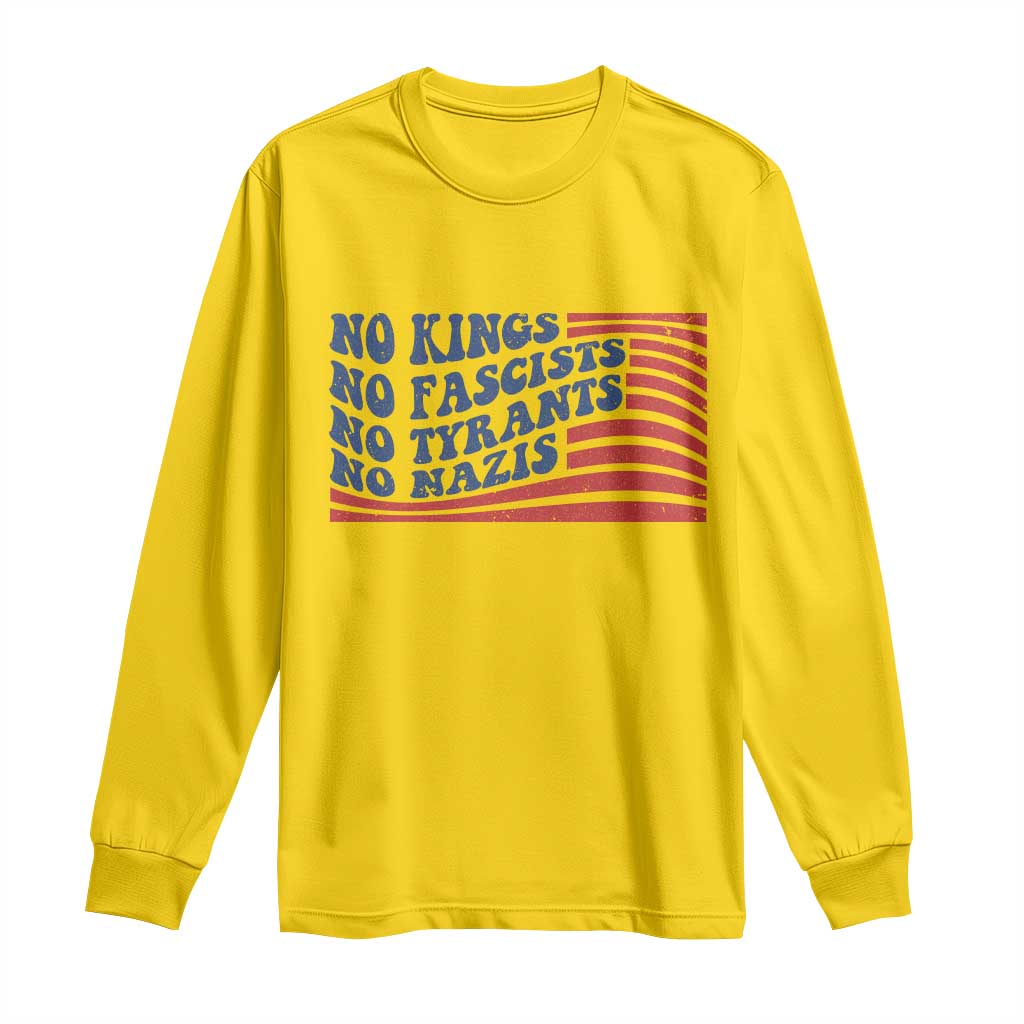 No Kings No Fascists Long Sleeve Shirt American Flag Patriotic Protest TS12 Daisy Print Your Wear