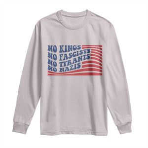 No Kings No Fascists Long Sleeve Shirt American Flag Patriotic Protest TS12 Ice Gray Print Your Wear