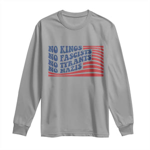 No Kings No Fascists Long Sleeve Shirt American Flag Patriotic Protest TS12 Sport Gray Print Your Wear