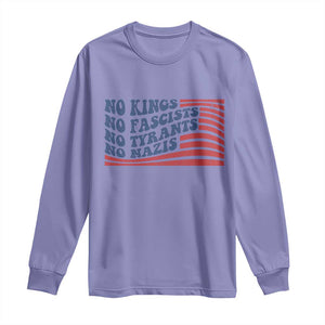 No Kings No Fascists Long Sleeve Shirt American Flag Patriotic Protest TS12 Violet Print Your Wear