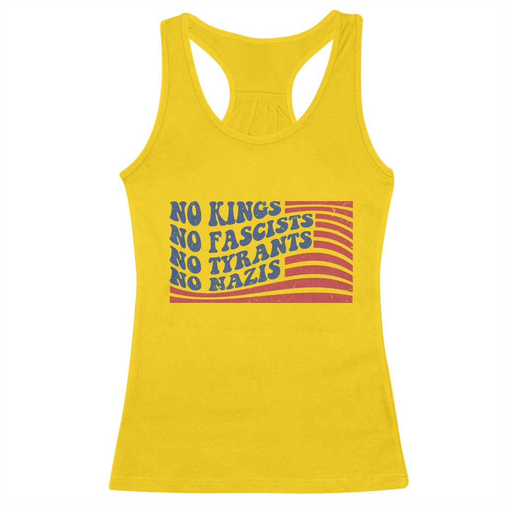 No Kings No Fascists Racerback Tank Top American Flag Patriotic Protest TS12 Daisy Print Your Wear