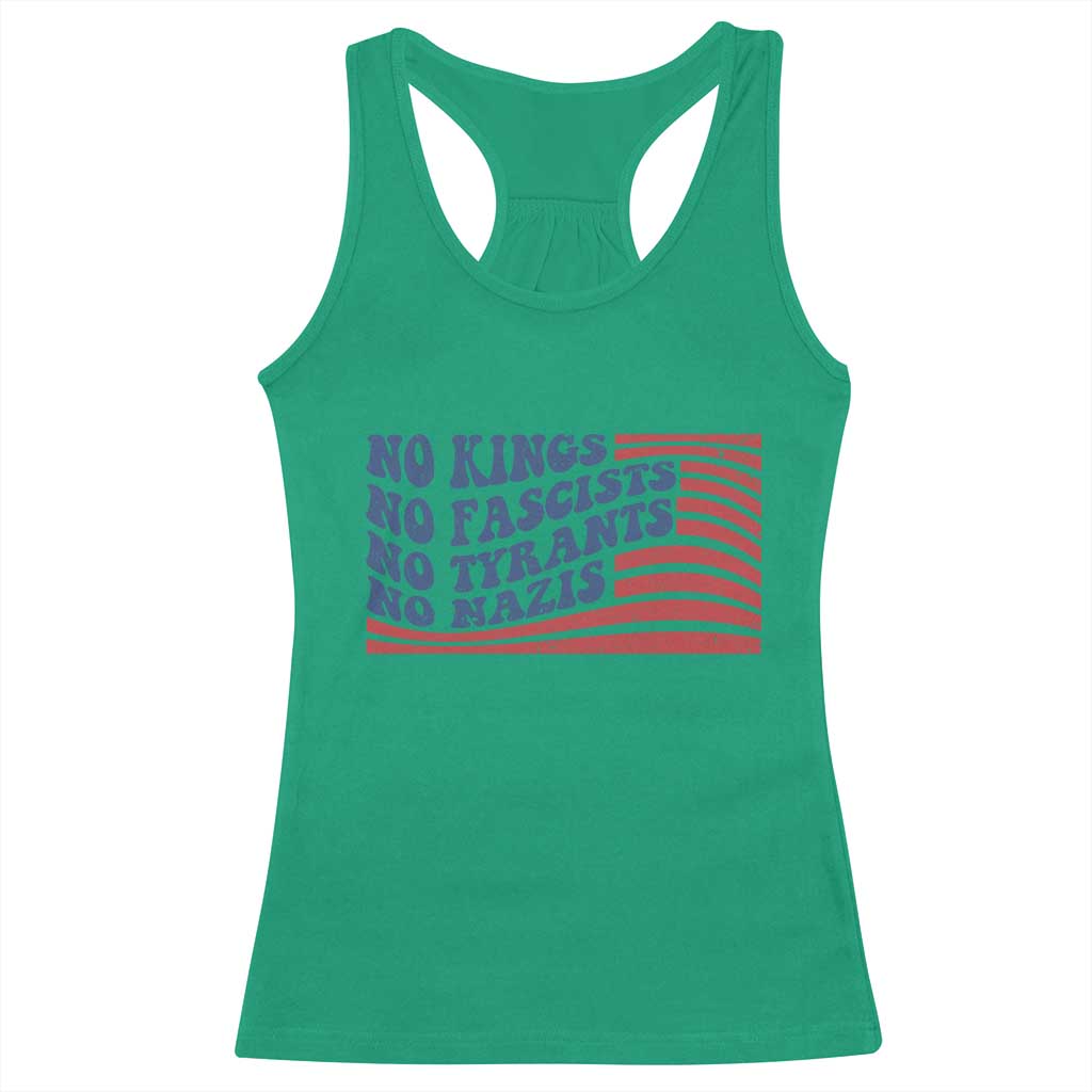 No Kings No Fascists Racerback Tank Top American Flag Patriotic Protest TS12 Irish Green Print Your Wear